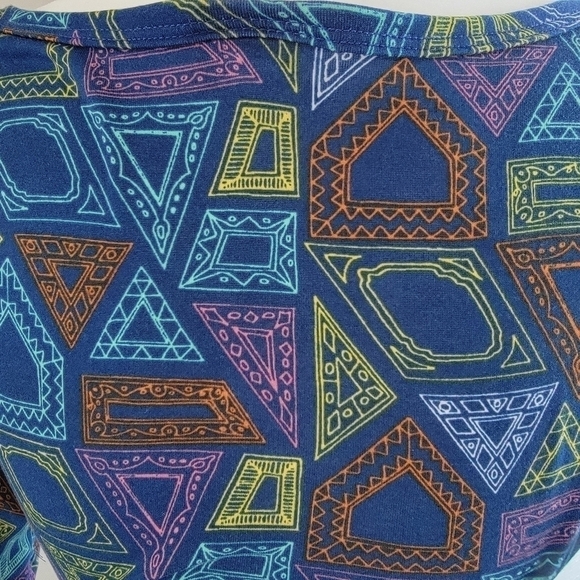 LuLaRoe☆ Nicole Navy Blue Geo Print Crewneck Dress Size S EUC - Picture 4 of 9